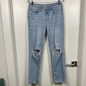 American Eagle Outfitters Distressed Light Wash 90s Straight Jean